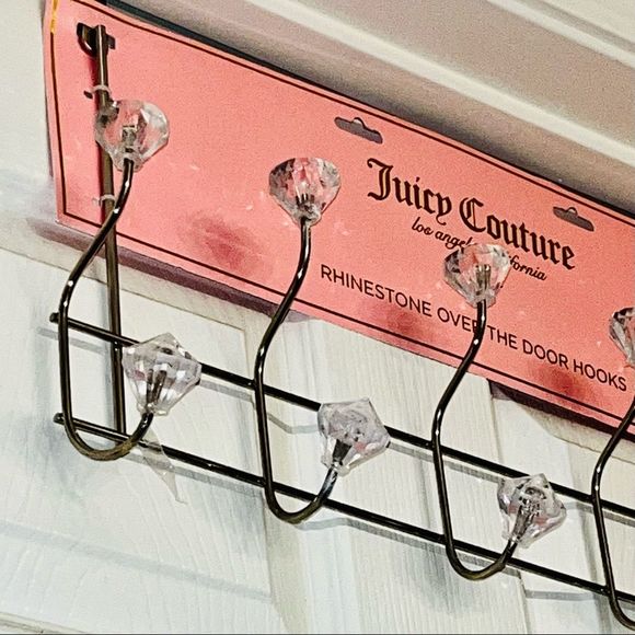 Juicy Couture Rhinestone over the Door Hooks Hanging Closet Organizer Silver - Picture 5 of 12